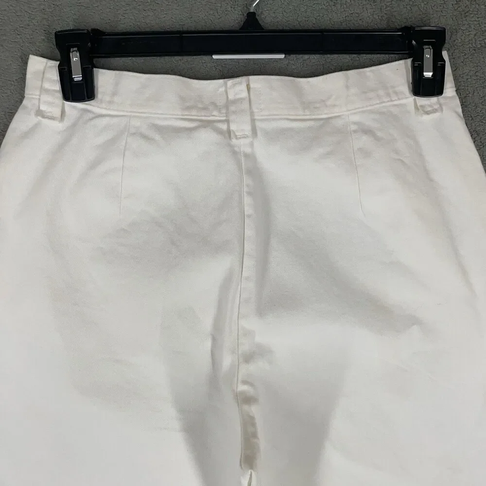 Riders Casuals White Denim Bermuda Shorts High Waist Cuffed Women's 10M Cotton - Picture 9 of 13
